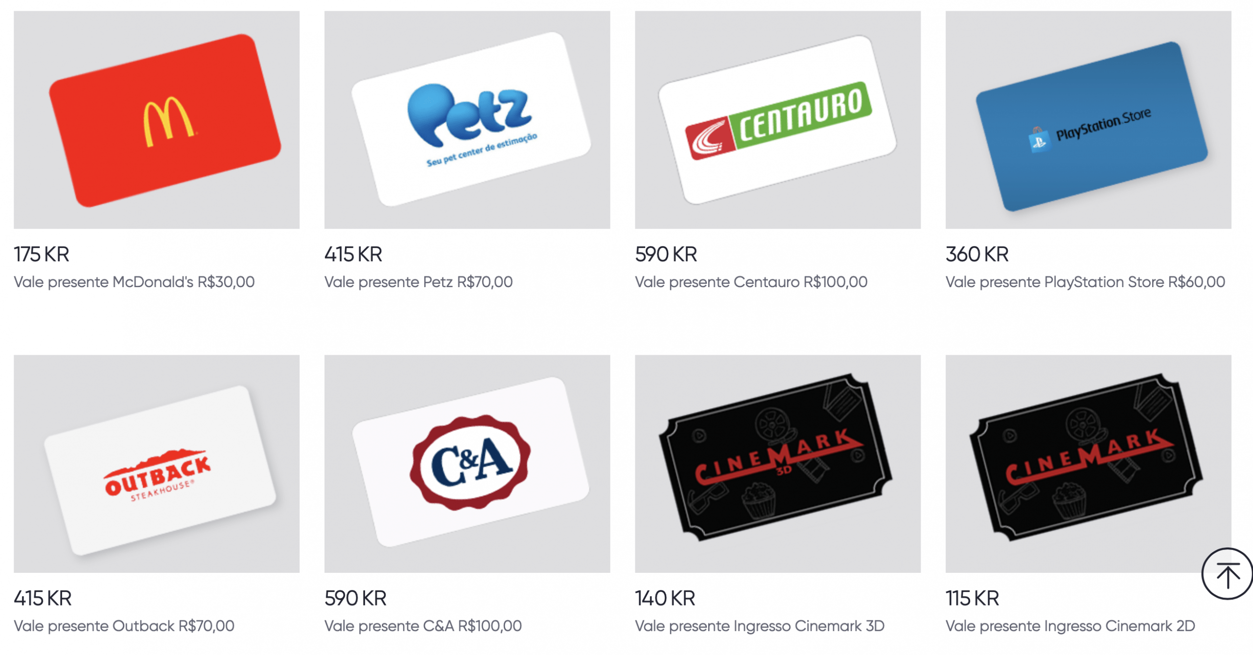 Vales Nicequest: McDonalds, Americanas, Centauro, Playstation, C&A