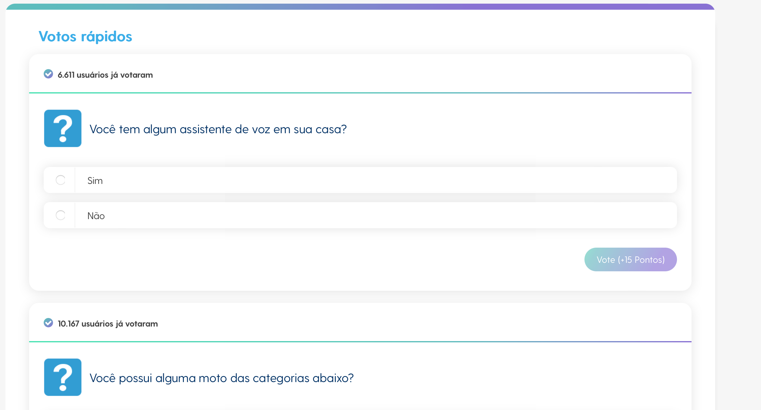 votos rápidos e pesquisas Toluna