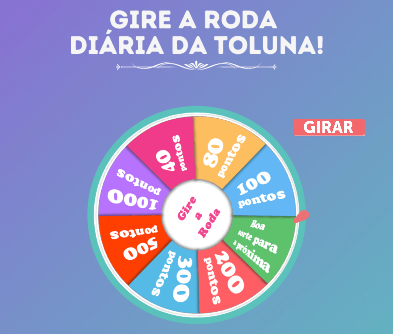 Roda diária Toluna: sorteio