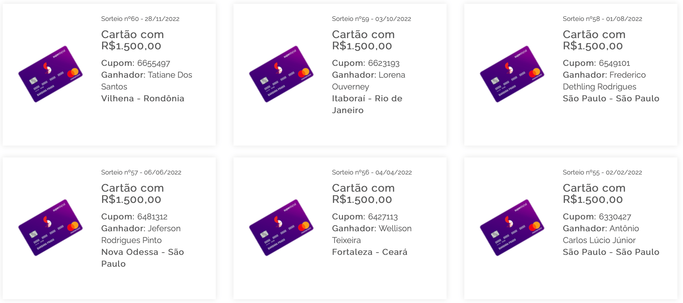 Qualibest sorteios R$ 1,500