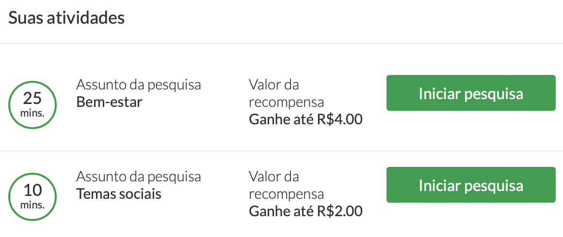 Pesquisas remuneradas de Opiniões de Valor
