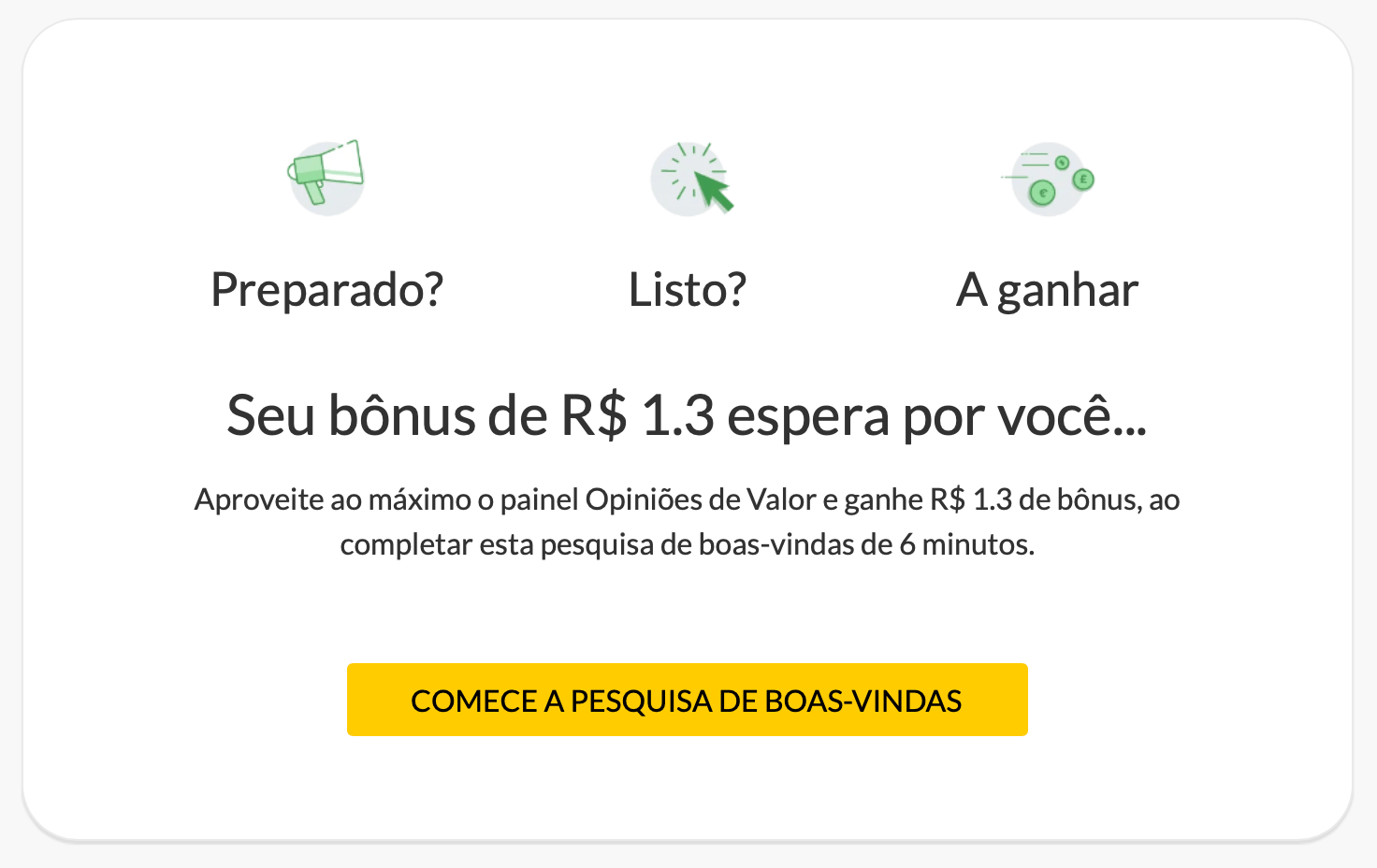 Pesquisa boas-Vindas Opiniões de Valor